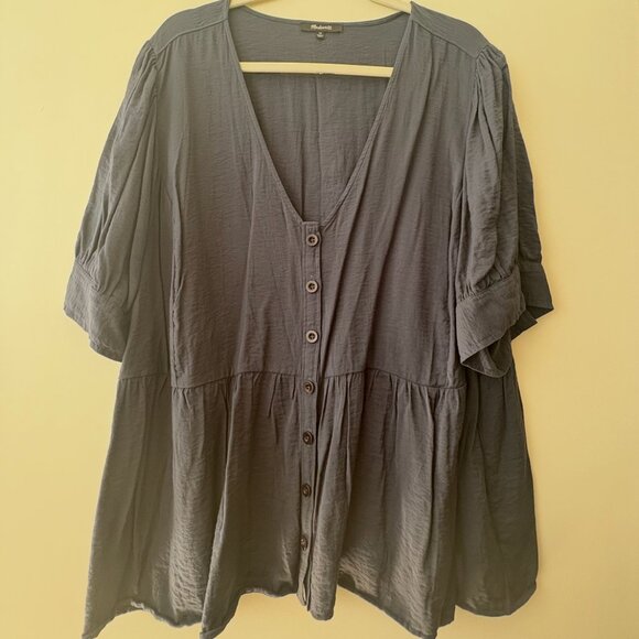 EUC Madewell Drapeweave Puff-Sleeve Peplum Top - Picture 4 of 4